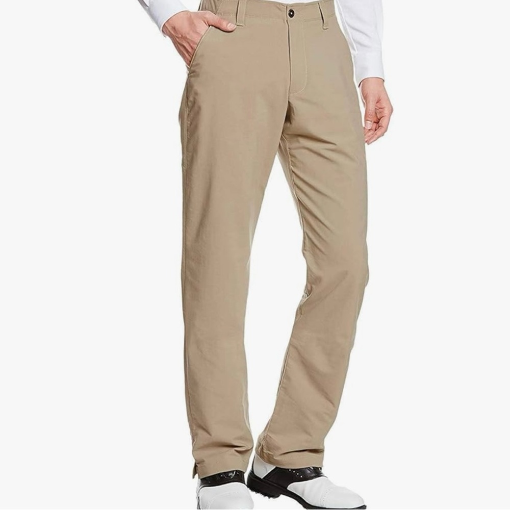 Under Armour Golf Pants Men’s Size 34x32 Khaki Nylon Blend Stretch Match Play